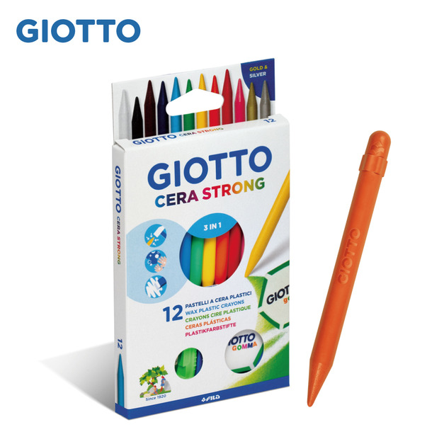 【義大利 GIOTTO】小巨人可削式蠟筆12色