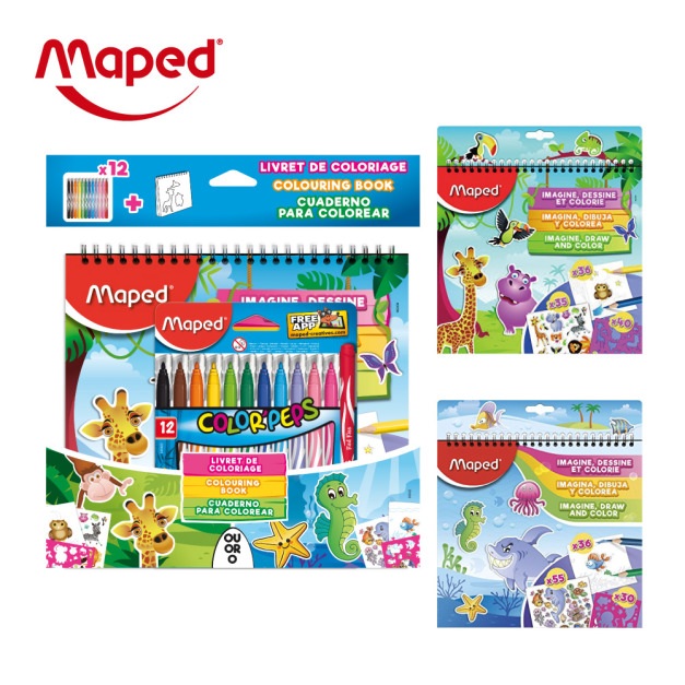 【法國Maped】繪圖板著色貼紙畫(附12色彩色筆)