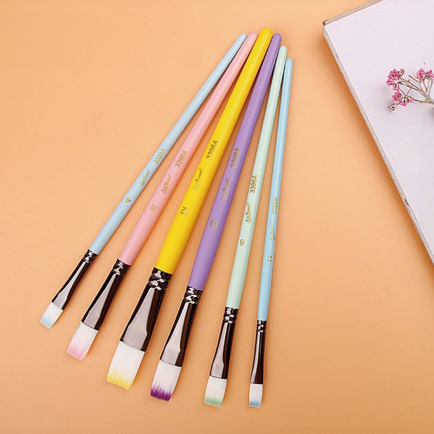 【童趣嚴選】Xin Bowen-平頭筆刷水彩筆組(6入)