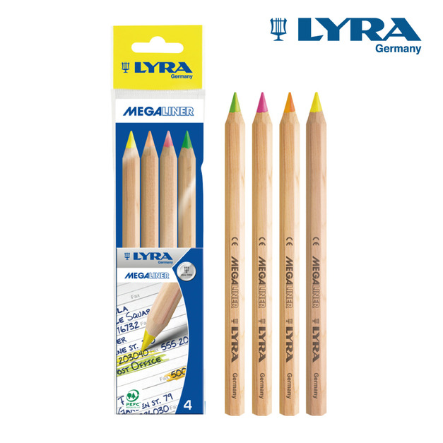【德國LYRA】六角原木霓虹彩色鉛筆(4色)