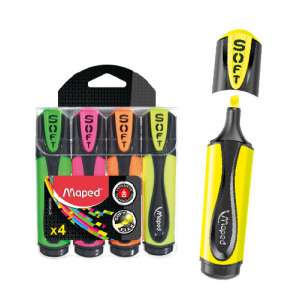 ✖︎童趣Outlet★福利品【法國Maped】超軟筆頭螢光筆4色組(外包裝輕微髒污)