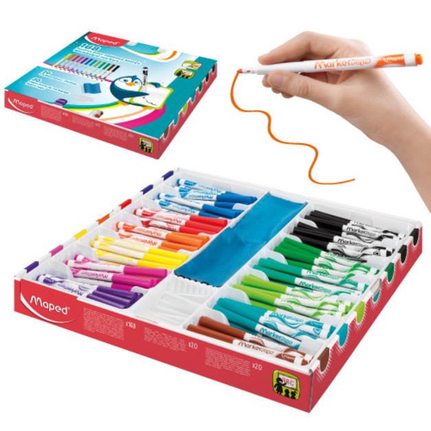 【法國Maped】兒童安全白板筆168支校園組