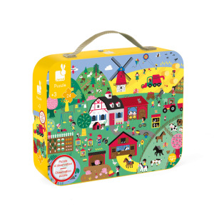 ★福利品【法國Janod】厚片拼圖-農場找一找24pcs(盒損)