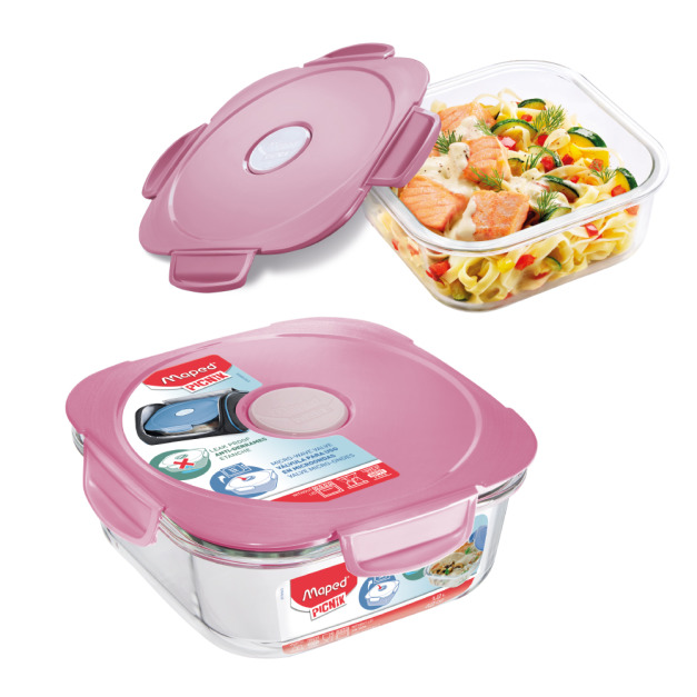 ★絕版品【法國Maped】方型耐熱玻璃保鮮盒(粉)