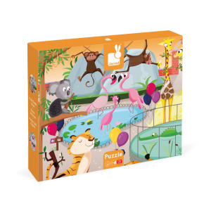 ★福利品【法國Janod】幼兒觸覺拼圖-動物園20pcs(外盒褪色)