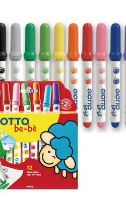 ★福利品【義大利 GIOTTO】可洗式寶寶彩色筆(12色)(盒損)