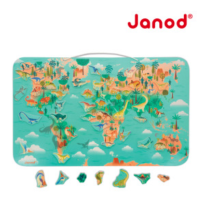 ★福利品【法國Janod】磁性木質拼圖-恐龍地圖50pcs(展示品)