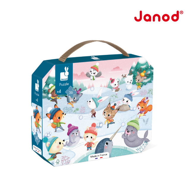 ✖︎黑五最殺【法國Janod】厚片拼圖-雪地派對 36pcs(盒損瑕疵)