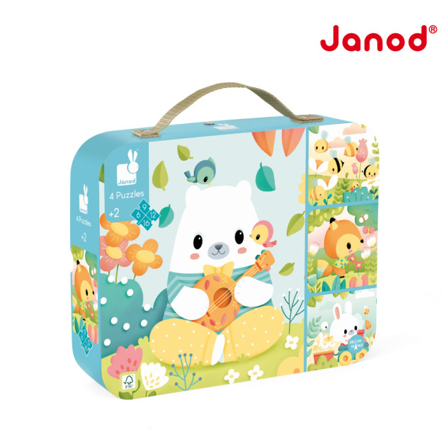 2025QQmei【法國Janod】4合1拼圖-小熊的朋友