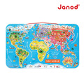 【法國Janod】磁性木質拼圖-世界地圖(英文版)