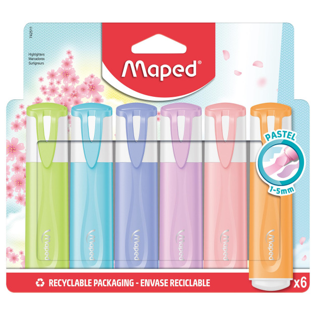 ★福利品【法國Maped】櫻花學園系列-Pastel螢光筆6色組(原廠sample， 只有1件)