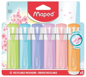 ★福利品【法國Maped】櫻花學園系列-Pastel螢光筆6色組(原廠sample， 只有1件)
