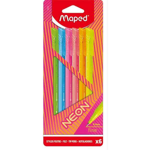 ★福利品【法國Maped】 Graph'Peps 霓虹細線筆 - 0.4mm 6 支裝(原廠sample )