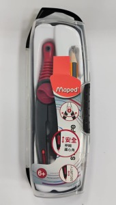 ★絕版品【法國Maped】鉛筆型兒童安全圓規(紅/紫)各1