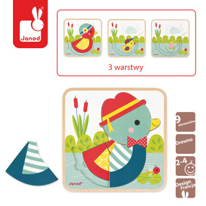 ★福利品【法國Janod】鴨鴨拼圖(原廠sample 只有1組)袋裝出貨