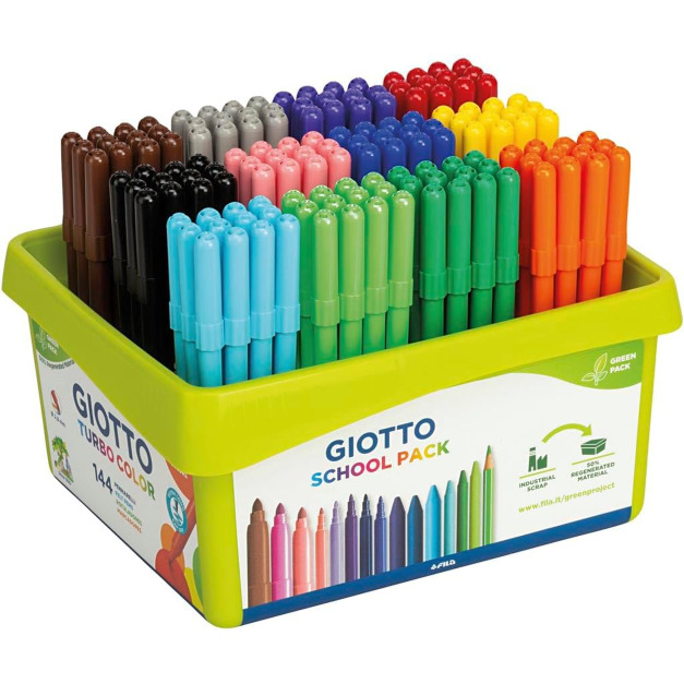  ✖︎FUN暑假Outlet【義大利 GIOTTO】可洗式兒童隨身彩色筆(細144支)附筆筒