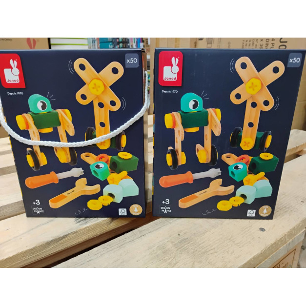★福利品【法國Janod】小木匠創意玩-工具總匯50pcs(缺提繩)