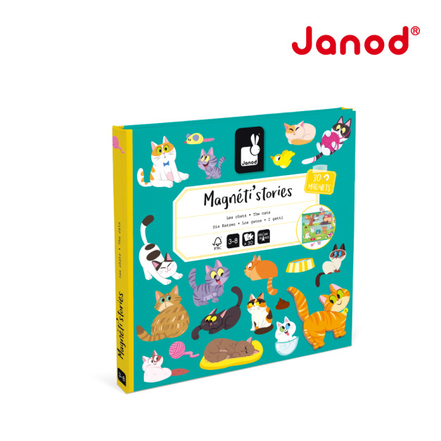 【法國Janod】磁鐵故事書-貓咪家族