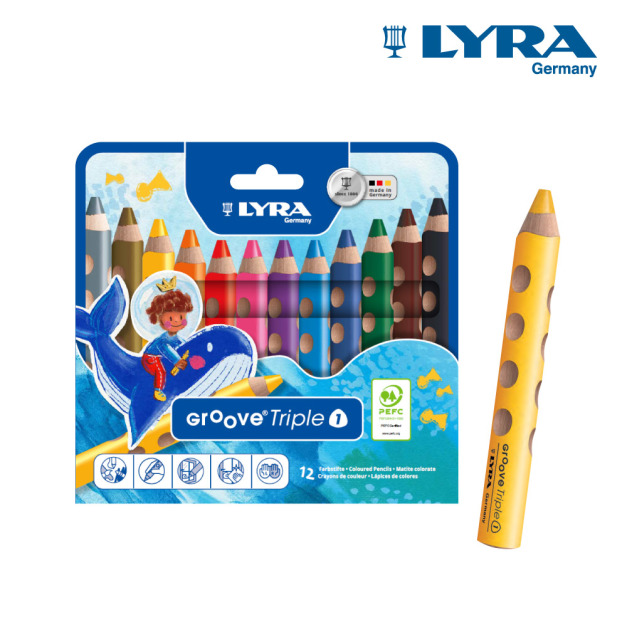 ★福利品【德國LYRA】胖胖三角洞洞蠟筆(12色)(輕微盒損)