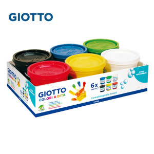 ※限時2天Outlet【義大利GIOTTO】幼兒安全手指膏(6色)200ml-送滾輪印章