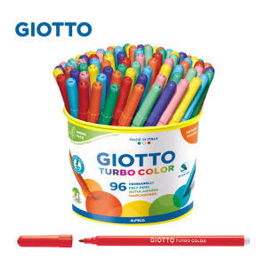  ✖︎童趣Outlet【義大利 GIOTTO】可洗式兒童隨身彩色筆(細96支)附筆筒(限量)