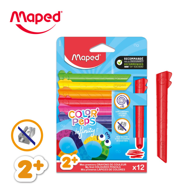 ★福利品【法國Maped】動物造型不沾手免削色鉛筆12色(盒損)
