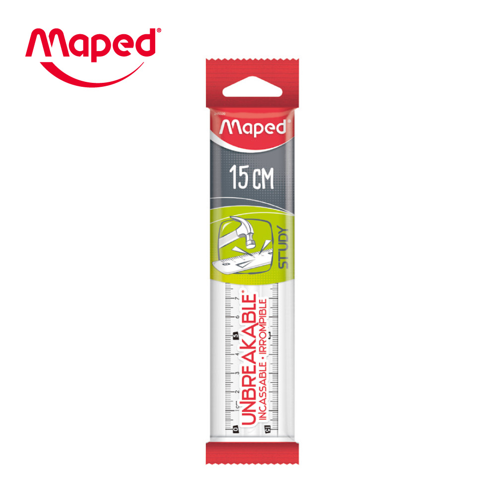 【法國Maped】抗斷裂學用透明尺15CM