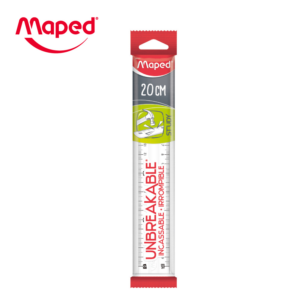 【法國Maped】抗斷裂學用透明尺20CM