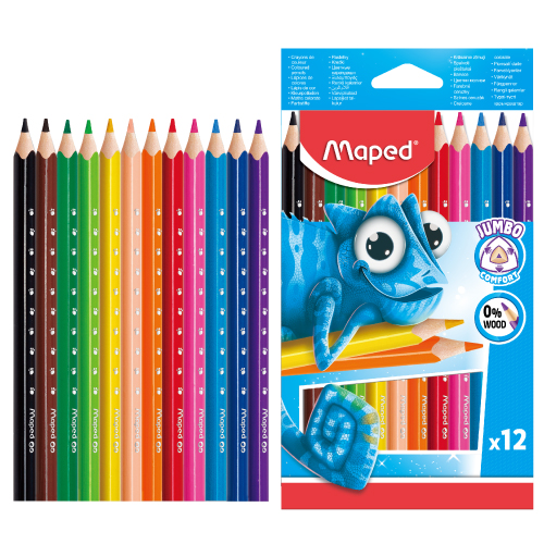 【法國Maped】無木粗桿三角色鉛筆12色
