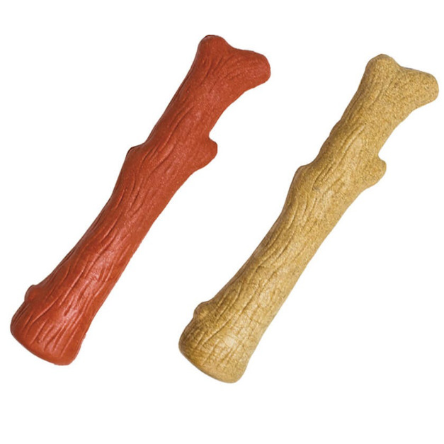 【耐咬史迪克 2 件組】狗狗潔牙玩具 M 號（中型犬 11&ndash;16 kg 適用）原木味＋BBQ 烤肉木風味