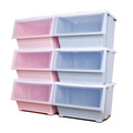 HOUSE 艾夏掀蓋式可堆疊玩具衣物收納箱(39L)【合色：藍色3入+粉色3入】（005128）_3