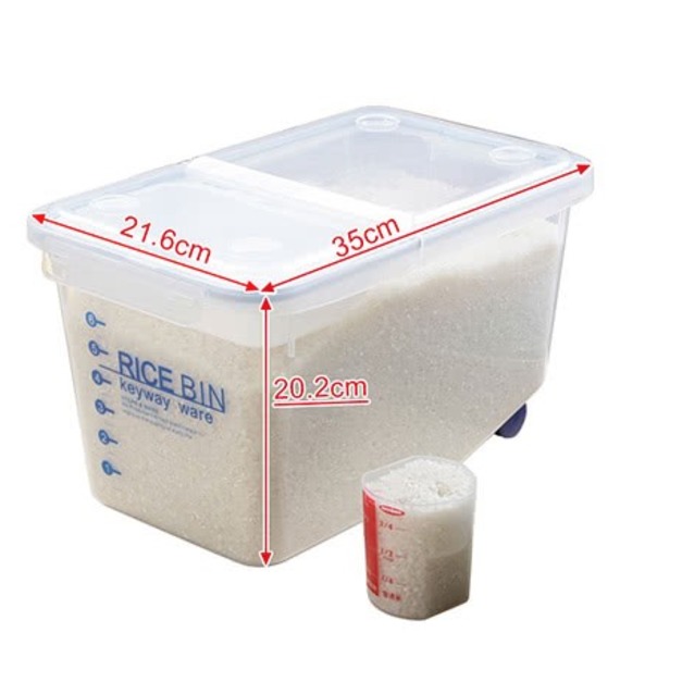 【真心良品】米香8kg密閉式米桶(附輪) 二件組 (飼料密封箱 寵物零食桶)