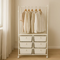 【可調高度】韓系六格抽屜衣架 移動式掛衣架 落地衣帽架 置物架 收納櫃 伸縮曬衣架_6