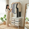 【可調高度】韓系六格抽屜衣架 移動式掛衣架 落地衣帽架 置物架 收納櫃 伸縮曬衣架_2