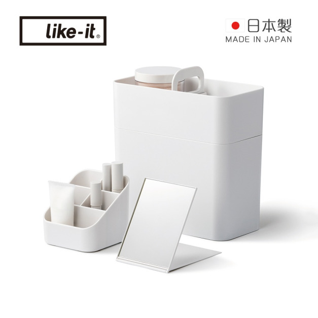 【日本like-it】日製手提便攜型化妝品收納盒套組(附鏡子)-多色可選