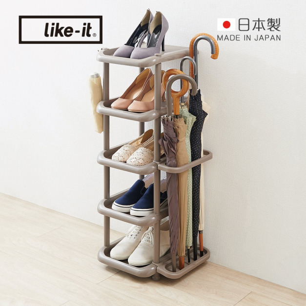 【日本like-it】日製窄型五層收納鞋架(附傘架)-多色可選