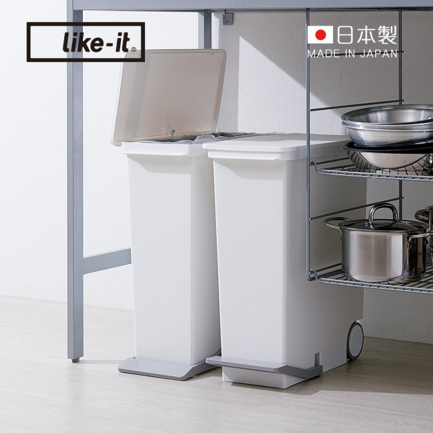 【日本like-it】日製直向踩踏式分類垃圾桶(附輪)-25L