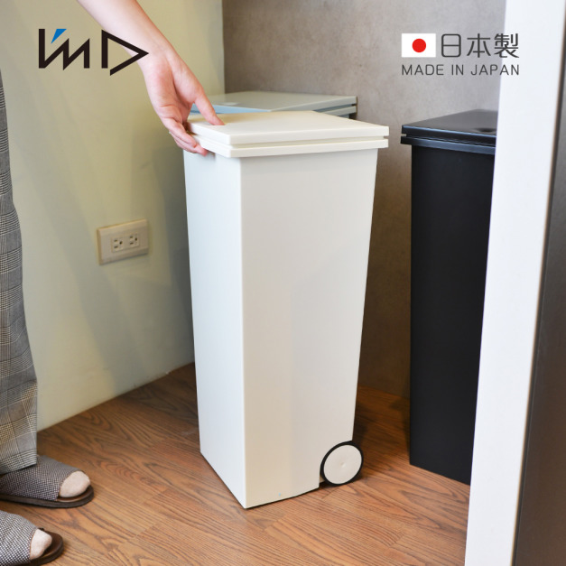 【日本岩谷Iwatani】kcud 日製方型彈蓋垃圾桶(附輪)-24L