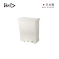 【日本岩谷Iwatani】kcud 日製曲線寬型腳踏垃圾桶(附輪)-39L-白色_1