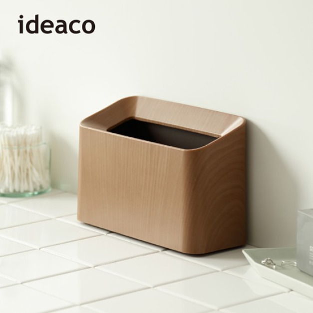 【日本ideaco】柚木紋纖形斜口桌邊置物/垃圾桶-1.7L