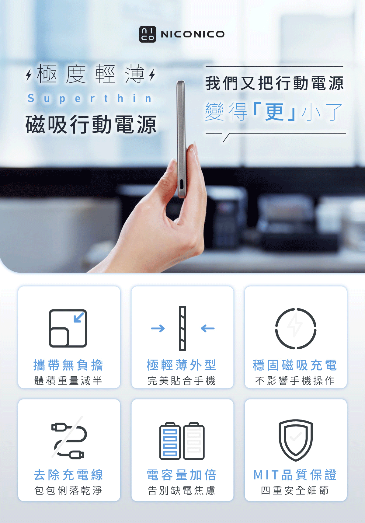 【NICONICO】Superthin固態防爆・磁吸行動電源 - 5000mAh / 10000mAh_1