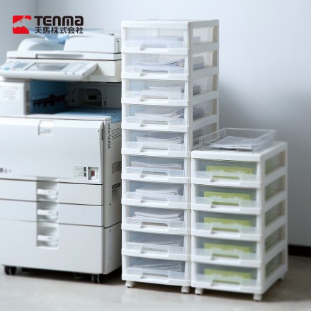 【日本天馬】B4移動式十層透窗文件分類抽屜櫃-白