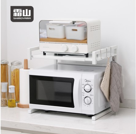 【日本霜山】廚房電器耐重伸縮式金屬分層置物架-DIY