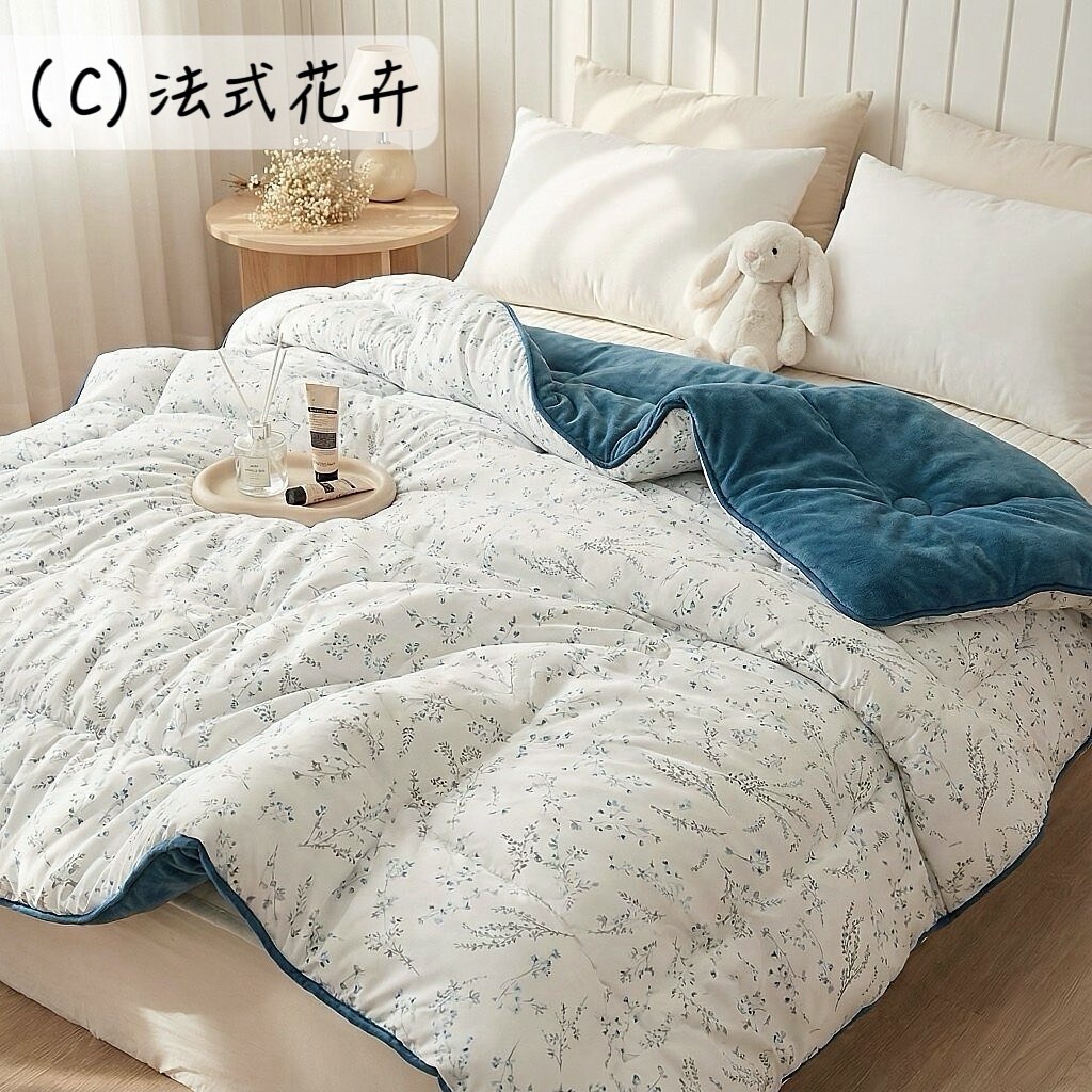 正!韓國製造 2025最新韓國絨冬被(預購)-◖C款: 法式花卉-配海藍絨