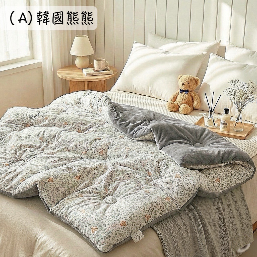 正!韓國製造 2025最新韓國絨冬被(預購)-◖A款: 韓國熊熊-配玄灰絨