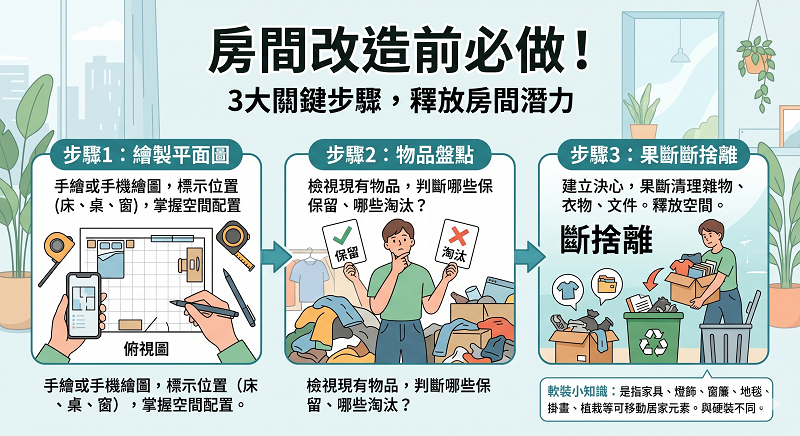房間改造前必做！掌握空間規劃與斷捨離關鍵