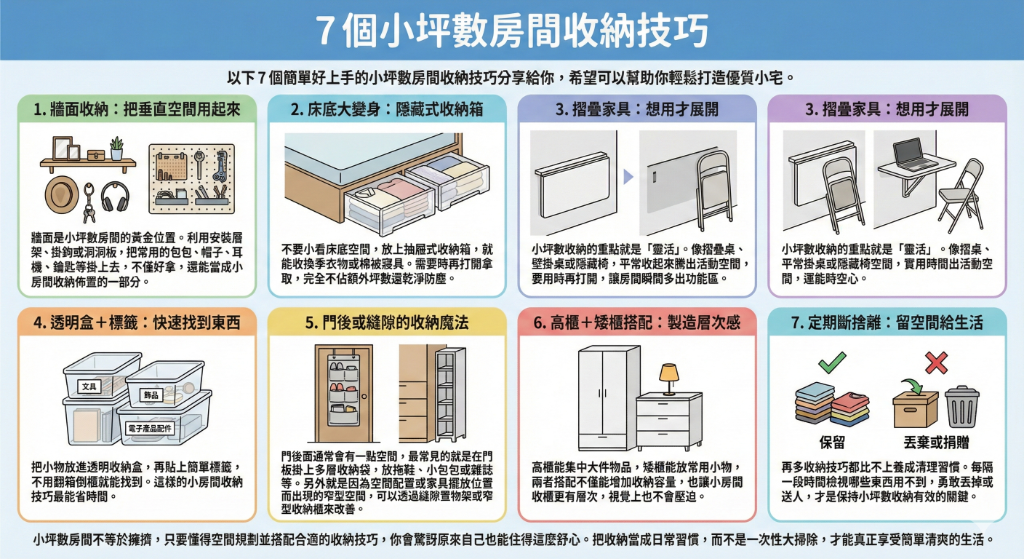 房間堆滿雜物怎麼辦？教你7招小坪數房間收納技巧總整理！