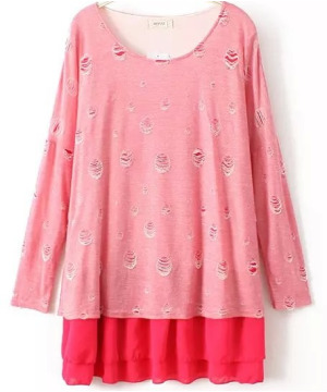 現貨DK0017破洞造型雪紡裙$550