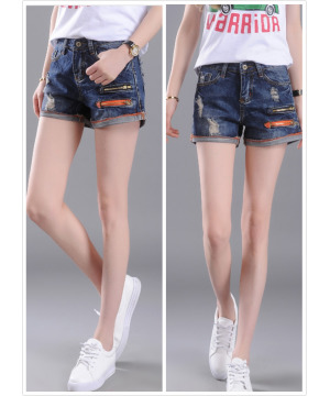 現貨36吋NJ0089雙拉鍊造型牛仔短褲$650