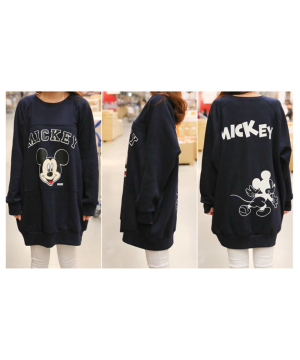 現貨XL-GA0664深藍色雙面米奇印花加絨長T$690